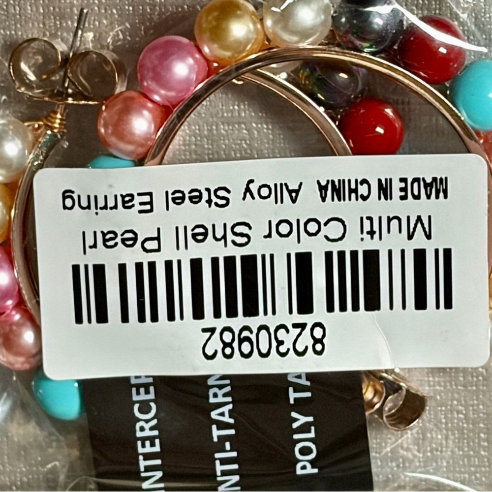 2 sets Hoop Earrings, Amethyst Gemstone, and Shell Pearl.
